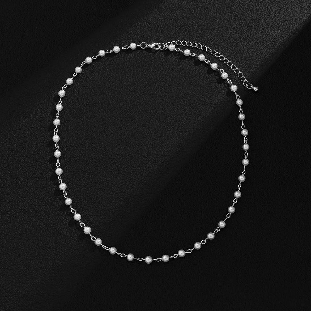 Small Imitation Pearl Beads Chain Short Choker Necklace for Men Trendy Beaded Chain Necklace on Neck 2026 Fashion Jewelry Collar
