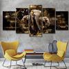 5 Pcs KIT Fashion Wall Art Canvas Painting Abstract Golden Texture Animal Elephant Earth Plate Painting Modern Home Decoration