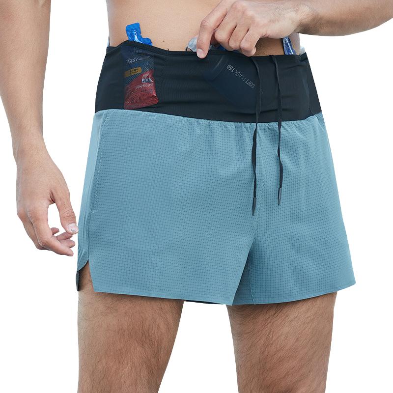 Мужские шорты для бега марафона 2 в 1, быстросохнущие спортивные шорты для тренировок, фитнеса, бега, с несколькими карманами, спортивные шорты для спортзала с поясной сумкой