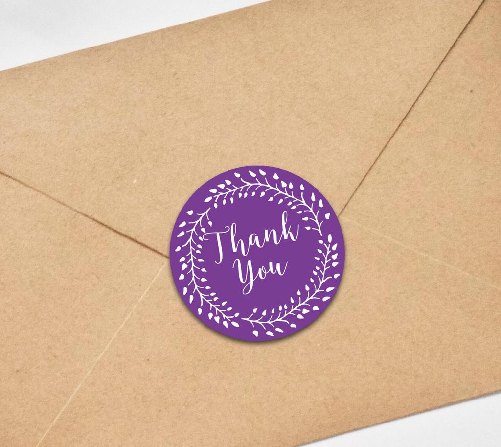 Darling Souvenir Round 1.6 Inches Black Vines Border Thank You Stickers Non Customized Gift-45