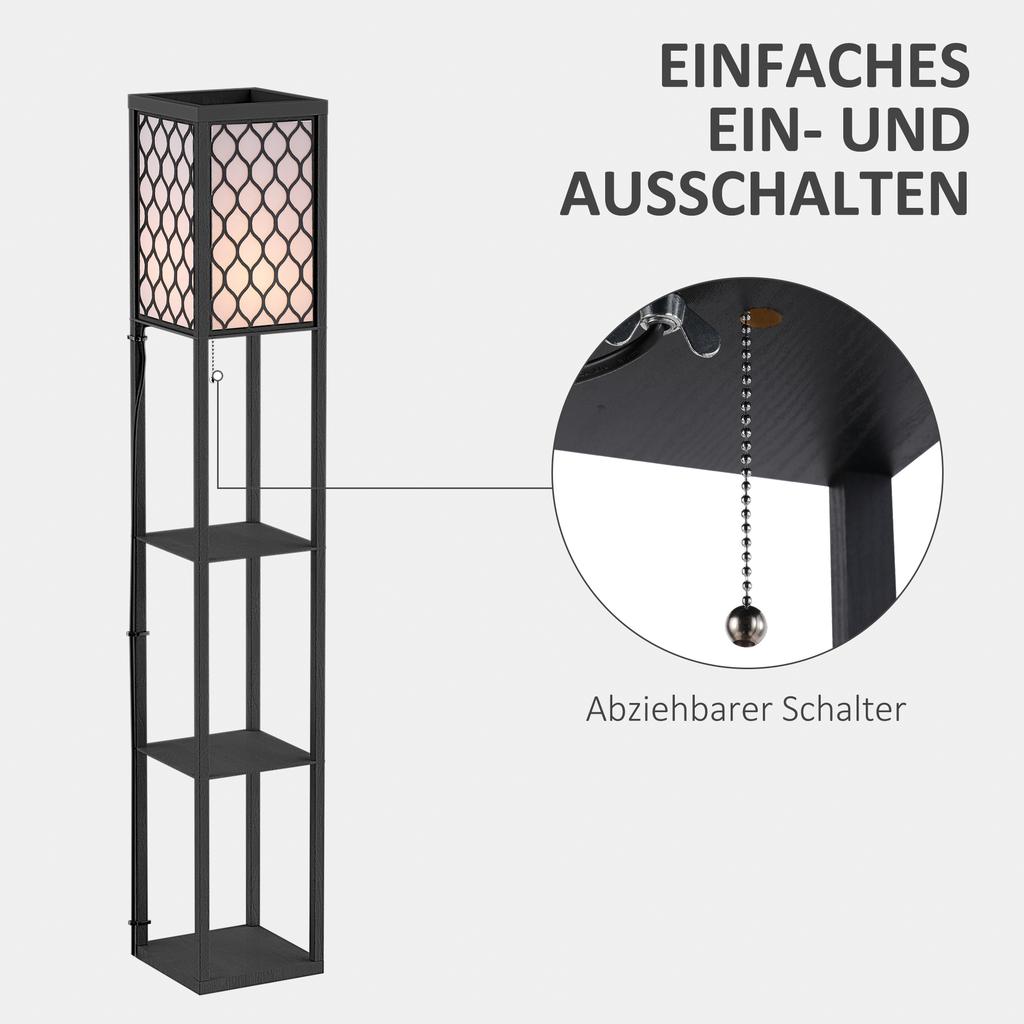 Floor Lamp Living Room with Shelf, Standing Lamp with E27 Socket for Living Room Bedroom, Excl. Light Bulb