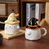 High-value mug, cute water cup with lid, souvenir for girls, girlfriend gift, cartoon ghost ceramic cup.