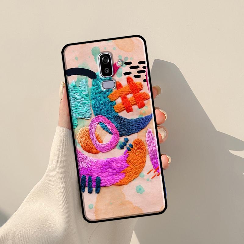 Чехол с вышивкой цветов для Samsung Galaxy J1 J3 J7 J5 2016 A3 A5 2017 J8 A7 A9 J4 J6 A6 A8 Plus 2018