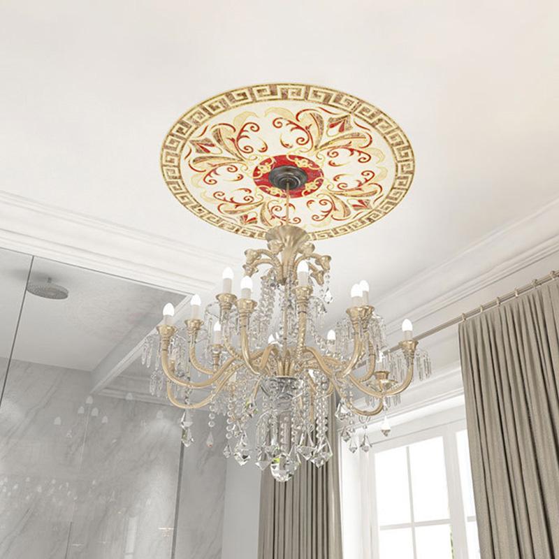 1 шт. паркетные обои из ПВХ, круглые настенные наклейки, водонепроницаемые настенные наклейки, самоклеящиеся, для гостиной, потолочные светильники, декоративные