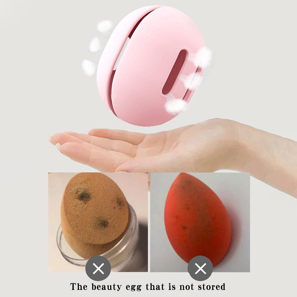 Makeup Sponge Travel Case, Eco-Friendly Silicone Porous Beauty Sponge Storage Case, Travel Portable Makeup Powder Puff Storage C