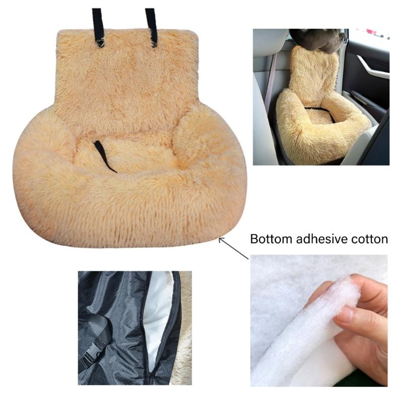 Furry Warm Dog Bed for Car Seat Soft Cushion Pet Bed For Travel Easy To Install Carseat Cushion for Breeds Road Trips