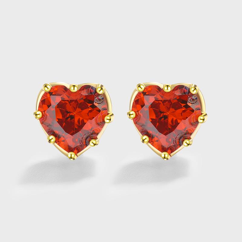 Трендовые серьги-гвоздики из золота 18 карат с рубиновым сердцем для женщин, красные серьги-гвоздики с геометрическим узором из стерлингового серебра с полным бриллиантом, оригинальные обручальные свадебные украшения