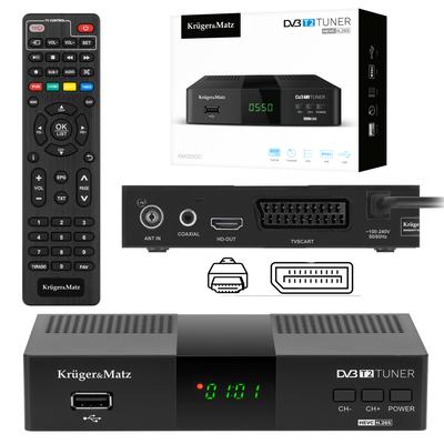 DVB-T2 H.265 HEVC тюнер Kruger&Matz HDMI SCART PVR EPG USB декодер