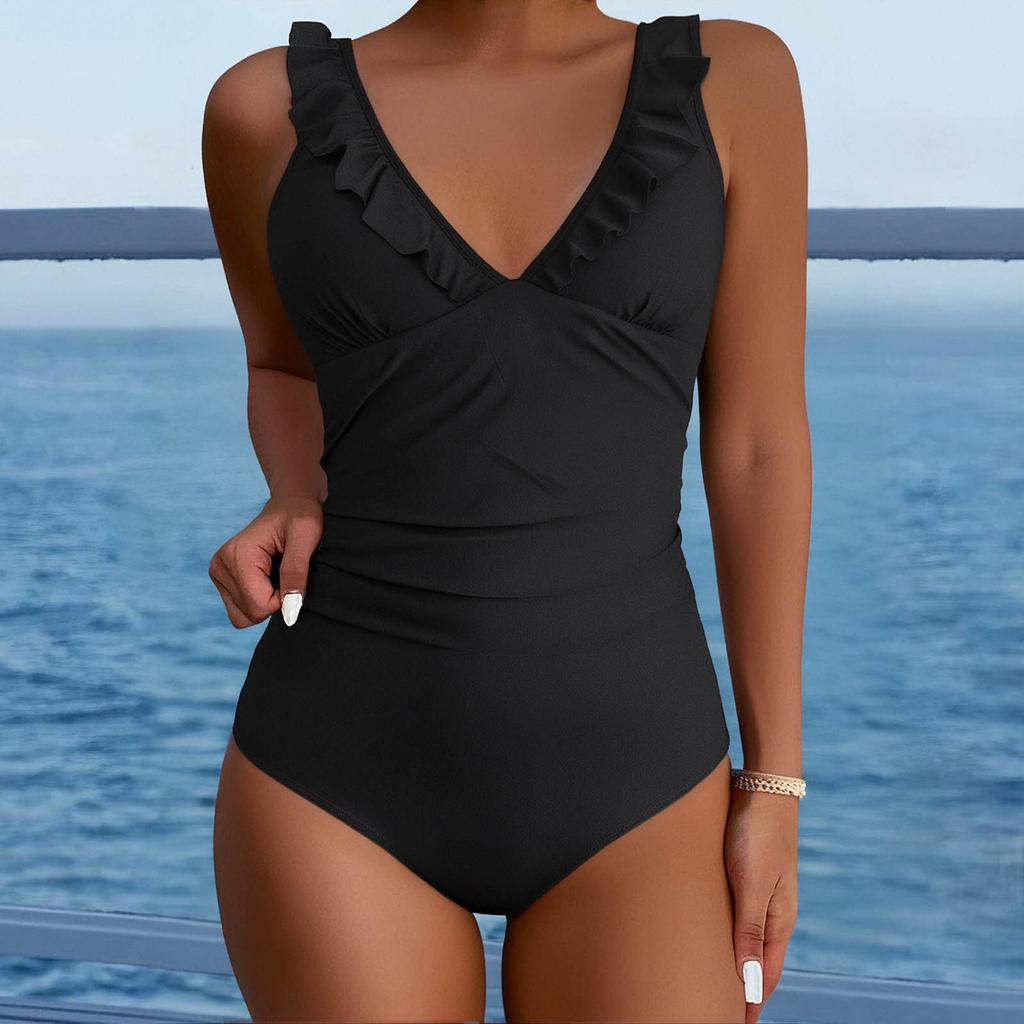 Женский цельный модный бикини однотонный сексуальный с бюстгальтером без стального бюстгальтера купальник