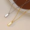 S925 Sterling Silver Gold Brick Pendant Necklace for Women Minimalist Chic Chain 41cm 50cm