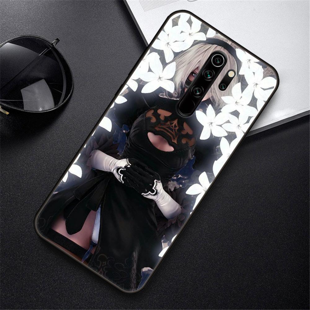 Phone Case For Xiaomi Redmi Note 8 8T 10 9 9S 7 6 Pro Xiaomi 9 9A 8 8A 7 6 Black Cover Funda Tpu Back Fashion NieR Automata 2B