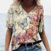 Butterfly Printed Women's T-shirt 3D V-neck Cotton Fashion Short Sleeve Tops 2022 Casual Basic Girl's Clothing Harajuku Clothes