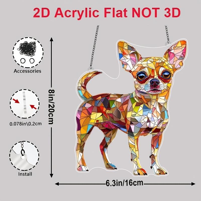 Colorful 2D Acrylic Maltese Poodle Sun Catcher Chihuahua Theme Window Decor Light Catcher Garden Family Sausage Dog Lover Gift
