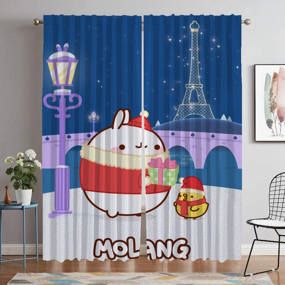 Кухонные шторы для спальни Molang, занавески для гостиной, перегородки для украшения Хэллоуина, противомоскитные шторы, 2 шт., оттенки