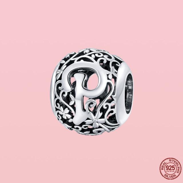 Новое поступление 925 пробы серебряный кулон круглой формы с буквами от A до Z подвески бусины подходят оригинальный браслет ожерелье ювелирные изделия