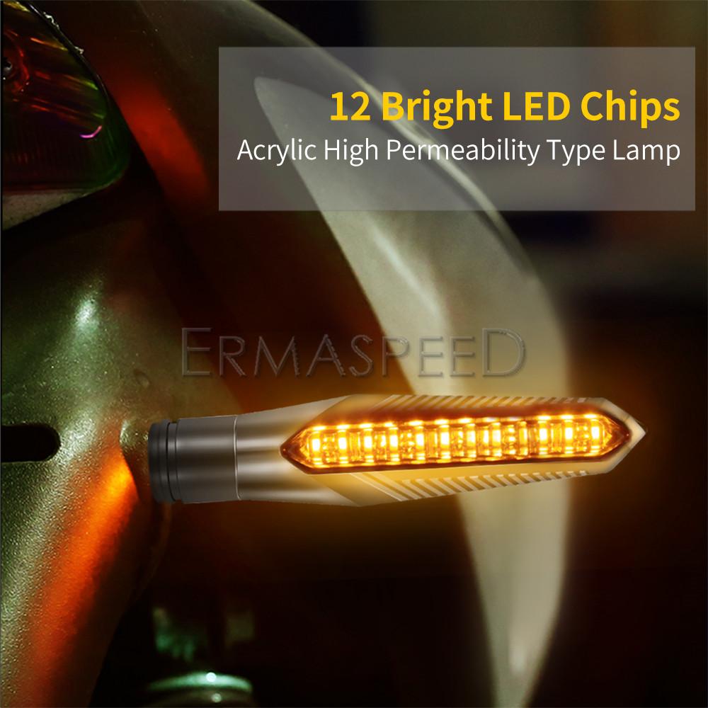 Built-in Relay LED Motorcycle Turn Signal Lights Universal 12V Amber Sequential Blinkers Indicator Lamp Motorbike