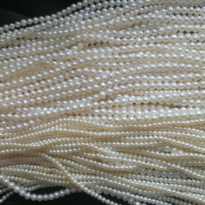 Natural freshwater pearls with full holes2/3/4mm White near-round egg-shaped loose beads DIY Earrings, necklaces, bracelets, accessories