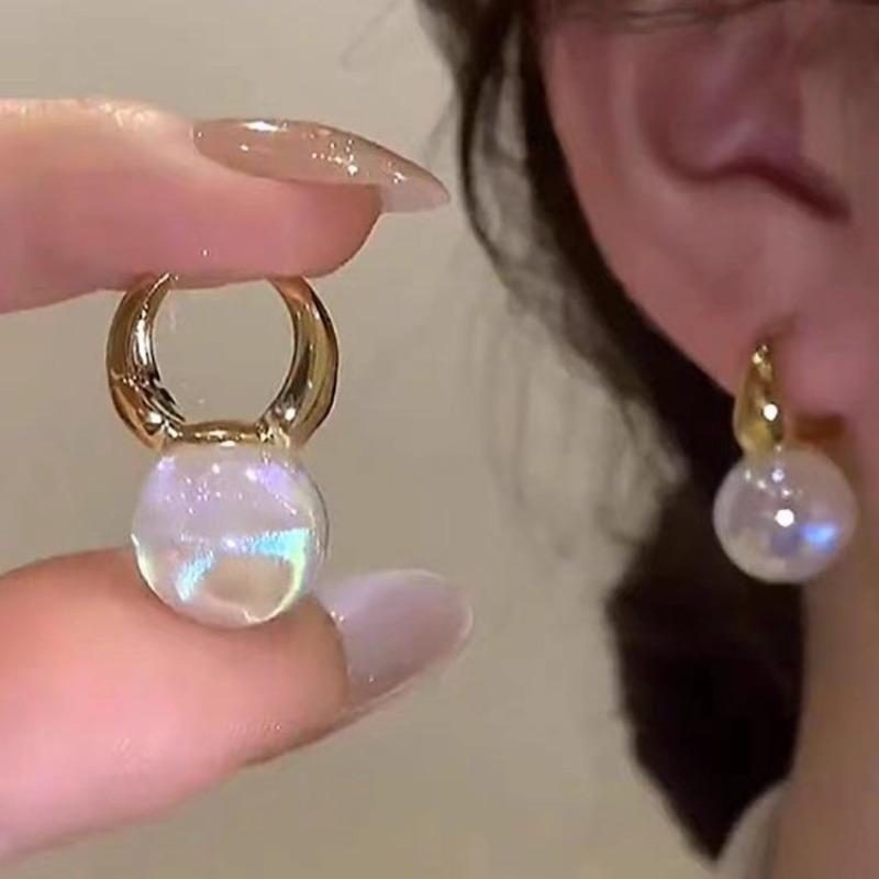 Серьги с жемчугом Французские универсальные геометрические легкие роскошные темпераментные серьги высокого класса Sense Niche