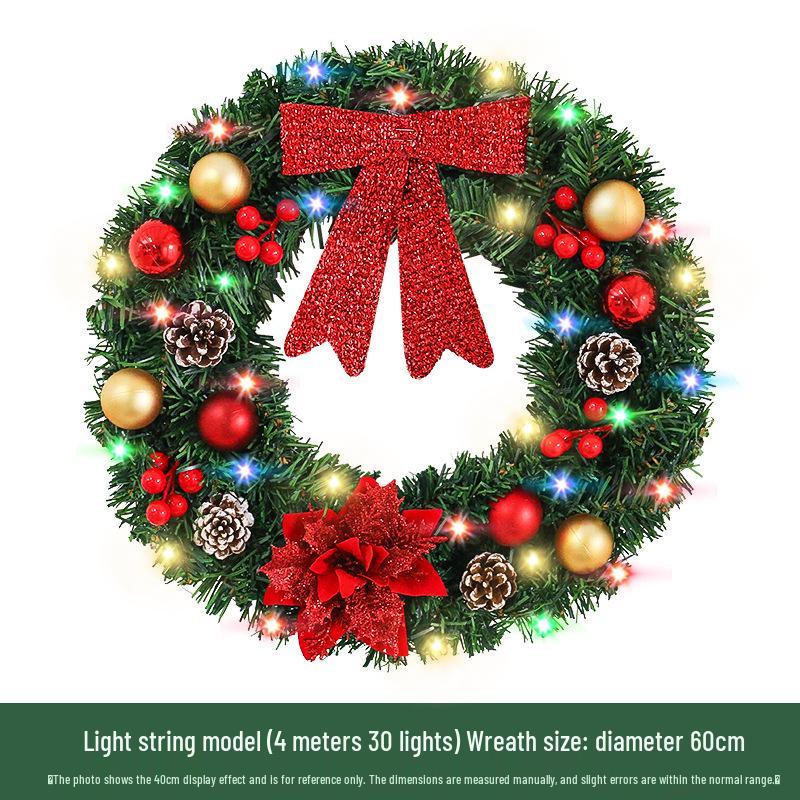 Festive Red Berry & Colorful Ball Christmas Wreath Door Hanger for Hotel, Mall, and Shop Displays