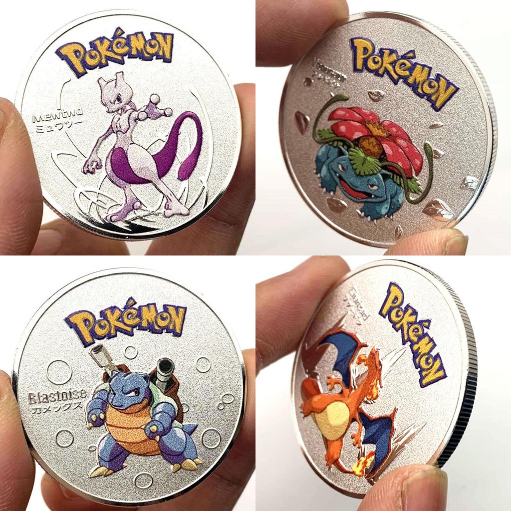 Красивая и изысканная коллекция монет Покемонов с Пикачу, Гаярадосом, Энтеем, Мьюту и Селеби