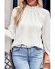 Frilled Mock Neck Ripple Sleeve Blouse