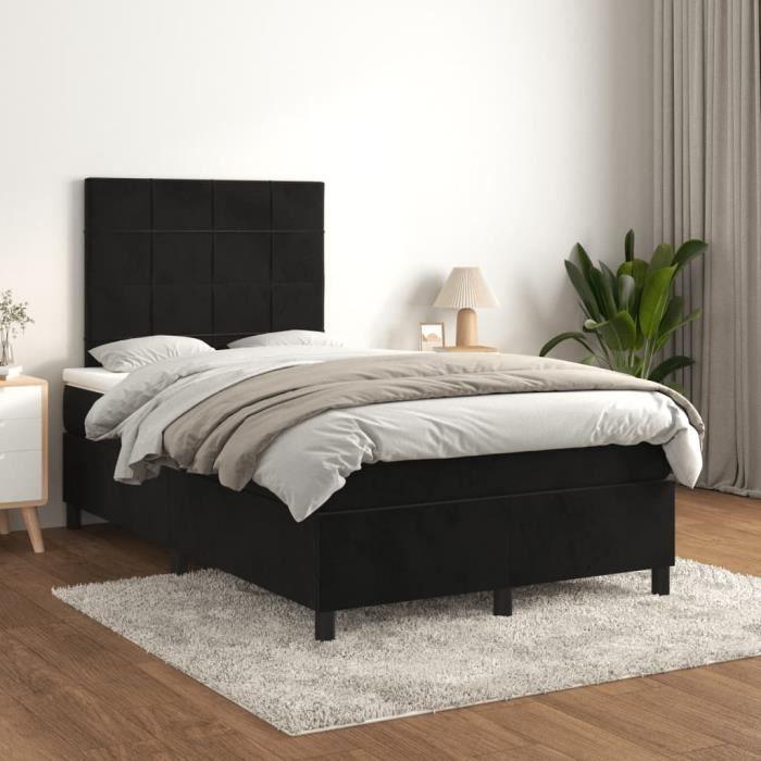 3143015 vidaXL Bed with Box Spring and Mattress Black 120x200 Cm Velvet