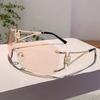 Модные и трендовые солнцезащитные очки Без оправы Срезанный край Интегрированные солнцезащитные очки Устойчивые к УФ-излучению Солнцезащитные очки