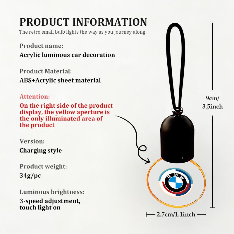 Car Glow LED Light Pendant Hanging Rearview Mirror Accessories For BMW X1 X2 X3 X4 X5 X6 F49 F39 F25 G01 F16 G06 G07 F25 F30 PI1