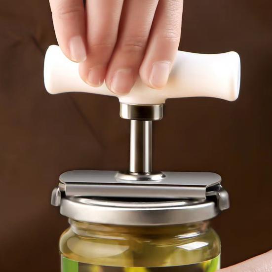 Jar Opener Adjustable Stainless Steel Lid Opener Easy Twist Gear Design Can Opener with Ergonomic Handle