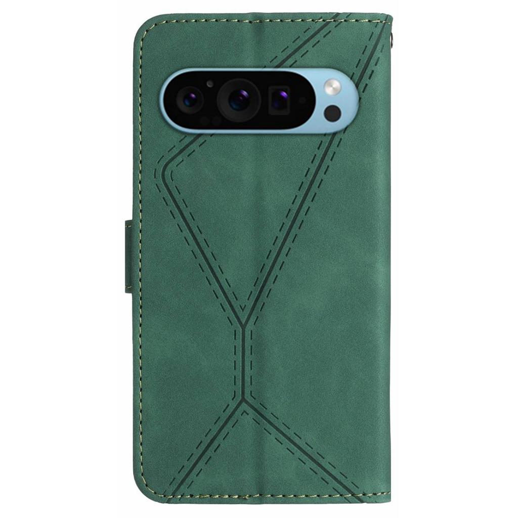 HT05 For Google Pixel 9/Pixel 9 Pro Case PU Leather Wallet Phone Cover Lines Imprinted