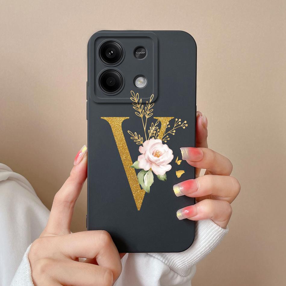 Чехол для телефона для Redmi Note 13 Pro 4G 5G, элегантный с буквой, мягкий жидкий силикон, защита по всему корпусу для Redmi Note13 13Pro, Fundas