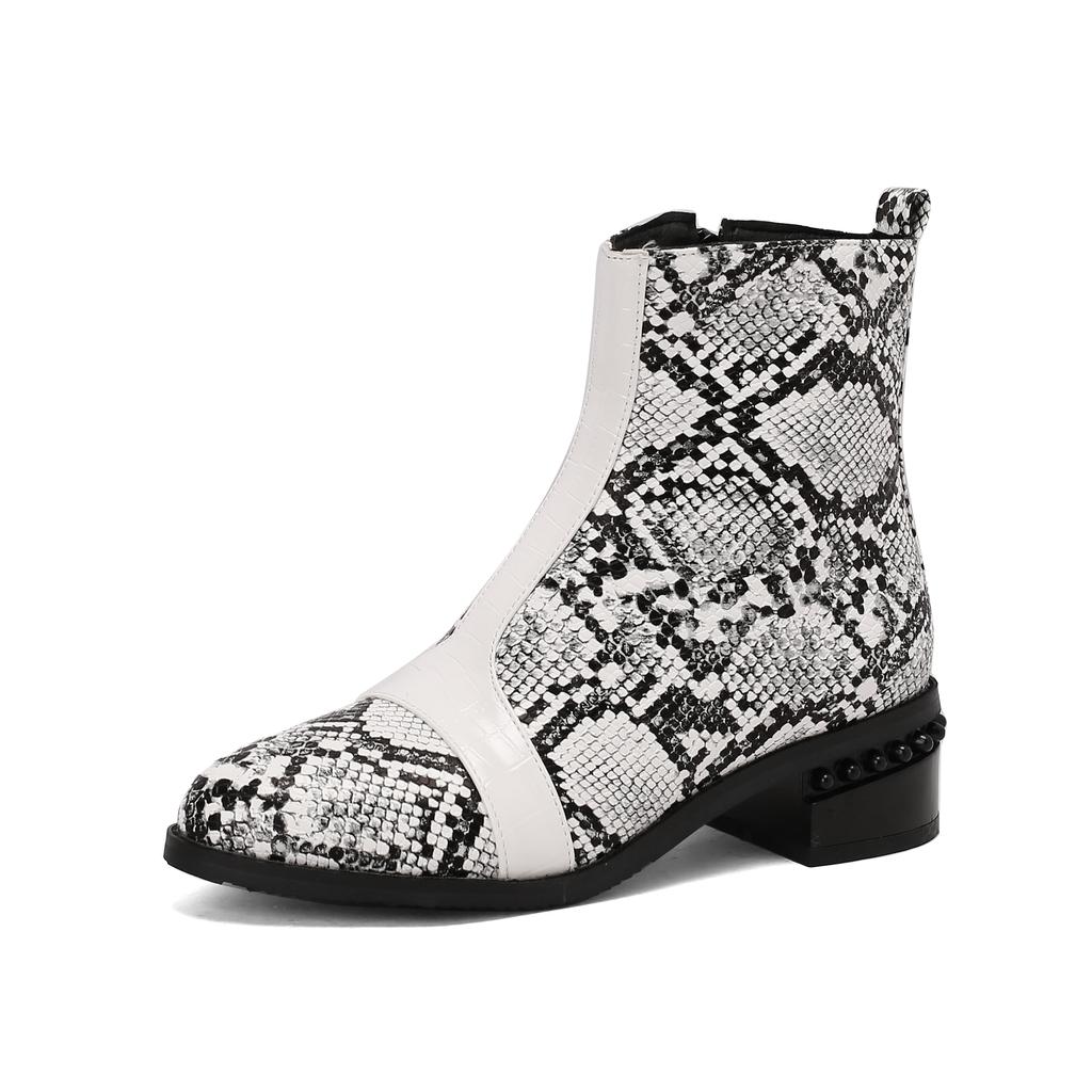 Krazing Pot Полиуретановые осенне-зимние туфли 47 размера 48 размера 49 размера 50 смешанные цвета сексуальные ботинки с круглым носком на молнии сохраняющие тепло ботильоны