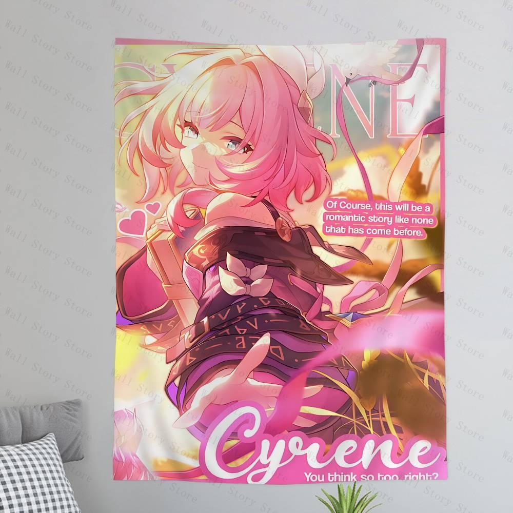Популярная игра Cyrene Honkai Star Rail Мультяшный Гобелен Настенное Украшение Домашний Декор Гобелен Гобелен для Спальни