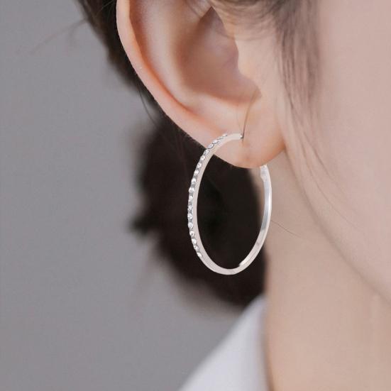 Large Rhinestone Hoop Earrings for Women Big Cubic Zirconia Thin Round Hoop Earrings Sparkly Hypoallergenic Jewelry Gift