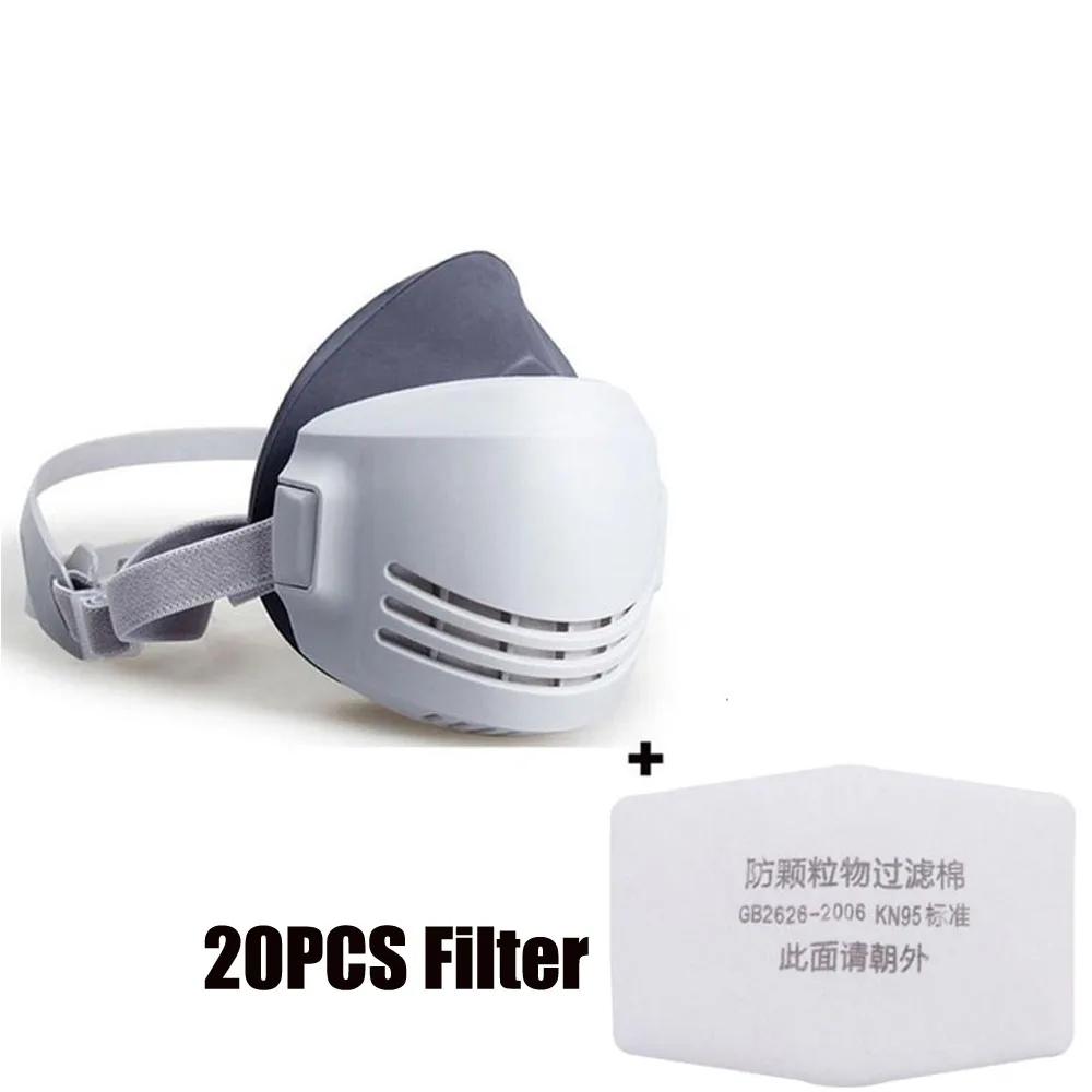 Reusable Washable Dust-proof Respirator Half Face Anti Haze Fog Safety Construction Grinding Gas Mask Use 1201 Filter Cotton