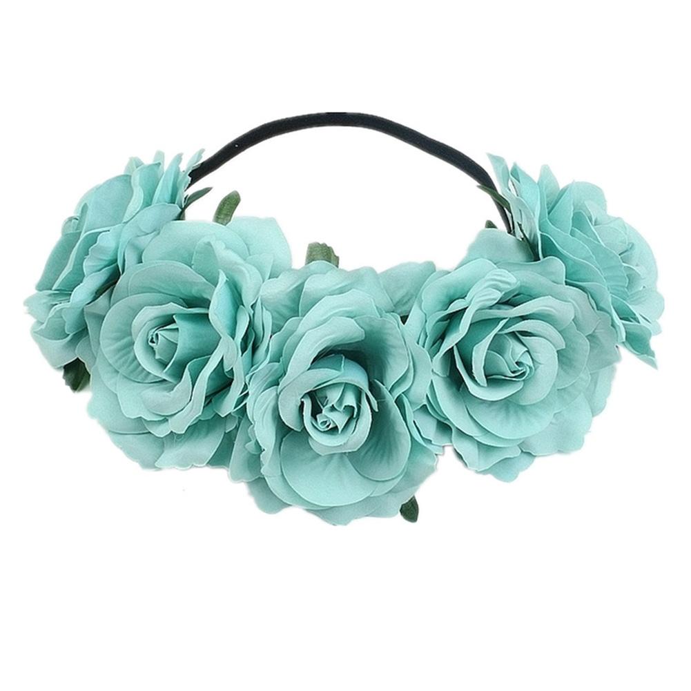Artificial Flower Garland Rose Love Shape Wreath Headband Silk Rose Wedding Car Decor