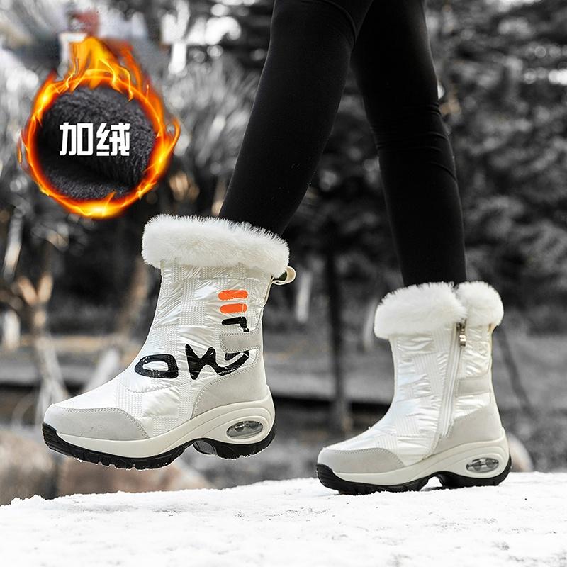 Women's Boots Snow Boots Winter  Platform Shoes High Leather Boots Leather Warm and Waterproof Comfortable High Boots Platform