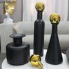 Золотой Шар Декоративные Черные Бутылочки Украшения Абстрактные Поделки Настольное Украшение Металлический Шар Современное Искусство Декор Комнаты Эстетика