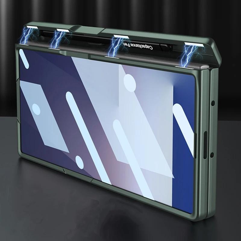 Magnetic Hinge Pen Slot 360 Protective Case for Samsung Galaxy Z Fold 7 6 5 4 5G Pen Holder Screen Glass Stand Cover