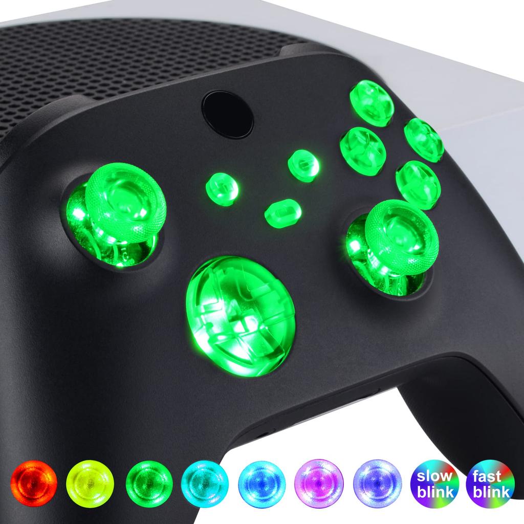 eXtremeRate Multicolor Illuminated Thumbstick Start Back Share for Xbox Series ABXY Buttons for Xbox Series and DTF LED Kit for Xbox Series