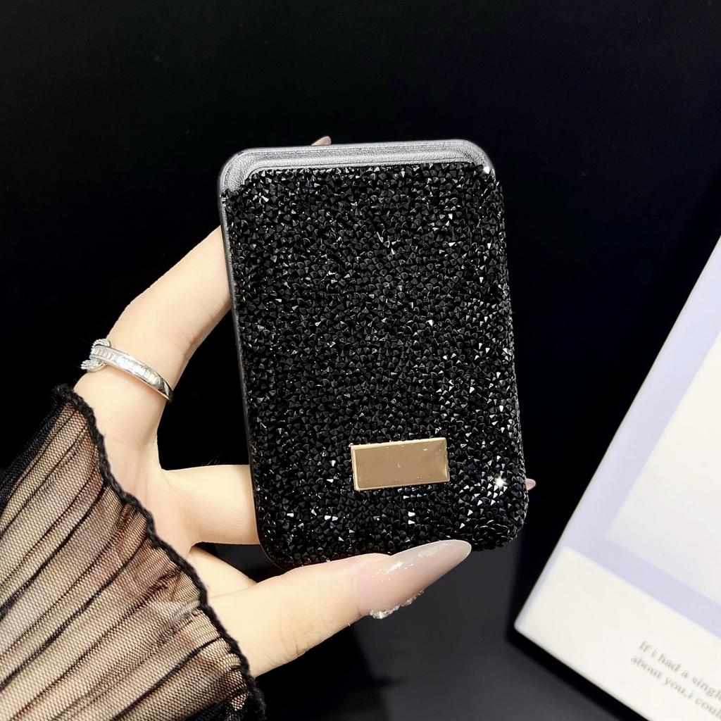 Магнитная сумка-кошелек Magsafe со стразами, подходит для Apple, Samsung, держатель для карт для мобильного телефона, держатель для карт, этикетка с гальваническим покрытием