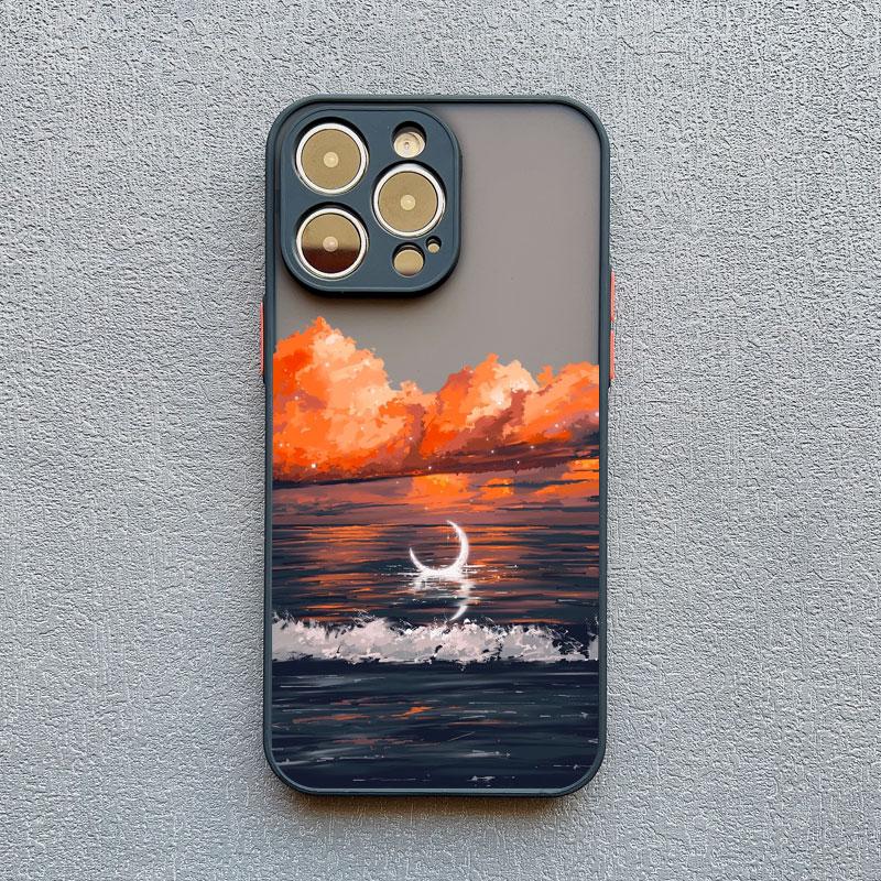 Для iPhone 16 13 Pro Max Модный синий чехол с морским пейзажем для iPhone 15 14 7 8 Plus XS X XR 16 13 12 11 14 15 Pro Max