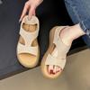 Повседневные сандалии на толстом каблуке Женские Уличные Модные Летние Новый Стиль Ретро Сандалии Удобная Обувь Полиуретан Улучшенные