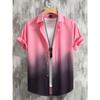 Men's Shirts, Summer Clothing, Gradient Design Patterns, 3D Printed Shirts, Short Sleeved Tops, Street Wear, Casual Hawaiian Shirts