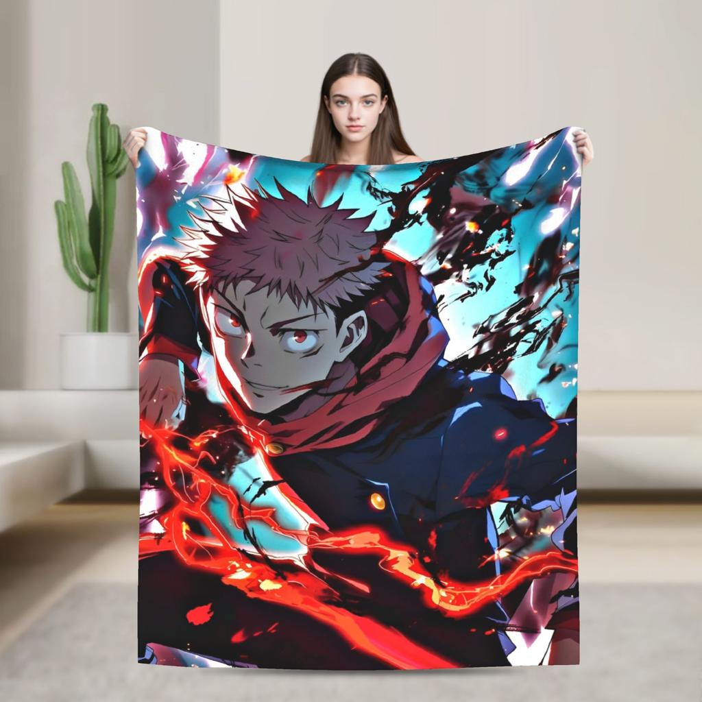 Yuji Itadori From Jujutsu Kaisen Anime Plush Blankets Awesome Throw Blanket for Home 125*100cm Bedspreads,