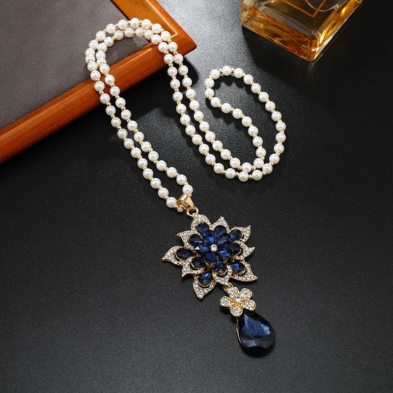 Длинное и изысканное колье, хрустальный кулон, цепочка для свитера, высококачественное и универсальное колье, простые и высококачественные аксессуары для цепочки для свитера.