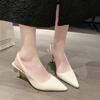 Fashion Fashion Pointed Toe Women's Sandals 2024 Summer New Slingback Sandals Elegant Simple Dress Shoe Sexy Thin Heel Closed Toe Sandal
