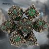 7 Pcs Copper Green Lotus Flower  Metal Dice Solid Metal Polyhedral Dice Set Suitable for Role-Playing RPG  Board Game Card Game