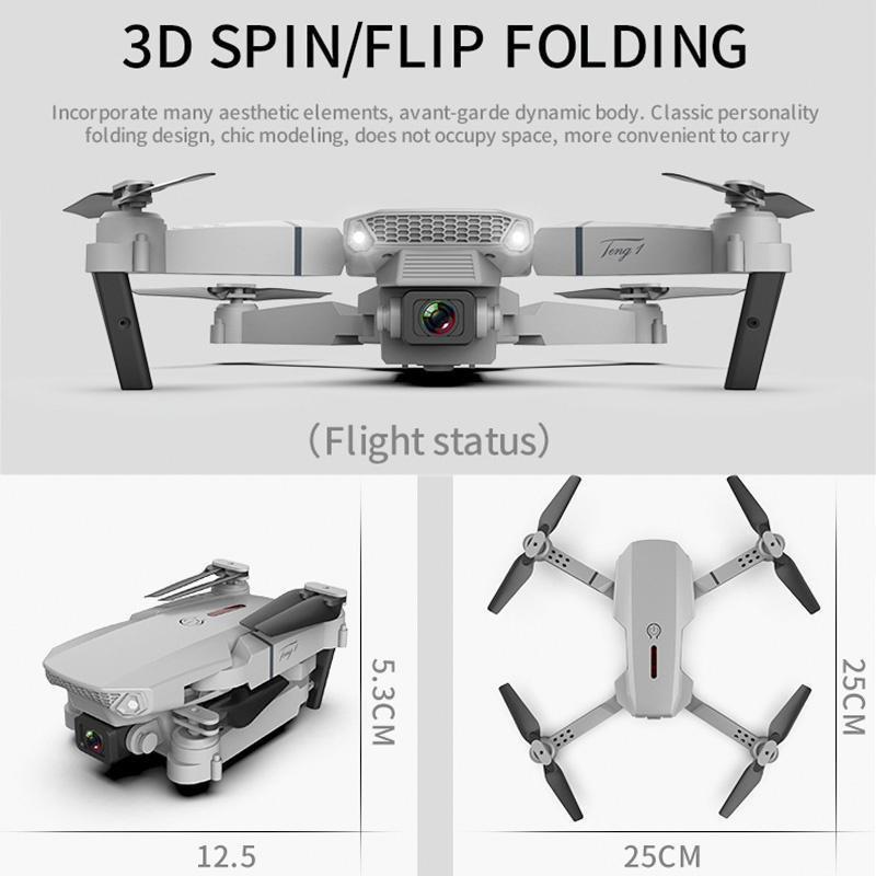 Новый дрон E88 с дистанционным управлением, 1080p/4K, одиночная/двойная камера, оптическое позиционирование потока, Wi-Fi, FPV вертолет, радиоуправляемый квадрокоптер, селфи, радиоуправляемый дрон, бесплатная сумка для дрона