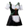 Charming Green V Neck Dirndl Costume Featuring Lace Design Ideal For Oktoberfest Events